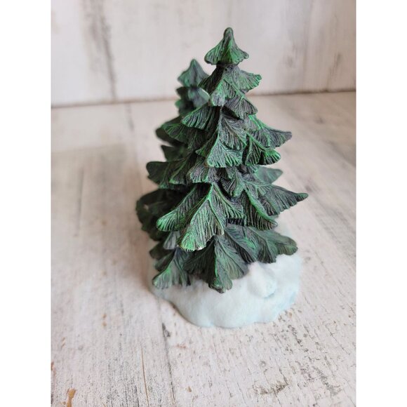 Ceramic village pine tree snow home decor figure set Xmas - Picture 7 of 10